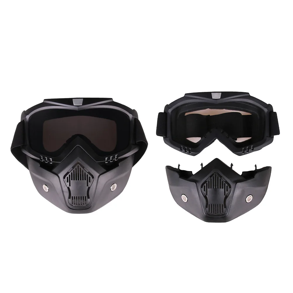 نظارات تزلج مضادة للضباب، نظارات رمادية فحمية للمراهقين البالغين على الجليد لركوب الدراجات النارية، قناع وجه للدراجات النارية متوافق