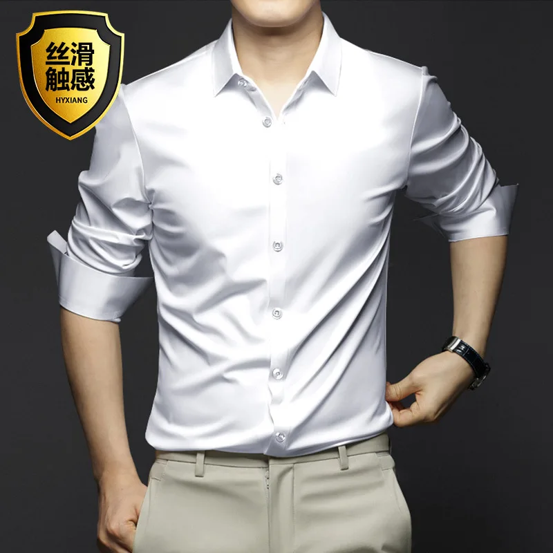 Men's Long Sleeve Shirt, Anti-wrinkle & Non-iron, Professional Formal Wear, Trendy & High-end Business Shirt, Black Dress Shirt