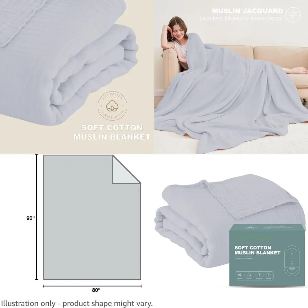 

6-слойное дышащее хлопковое муслиновое одеяло, легкое, в стиле бохо, 80x90 дюймов