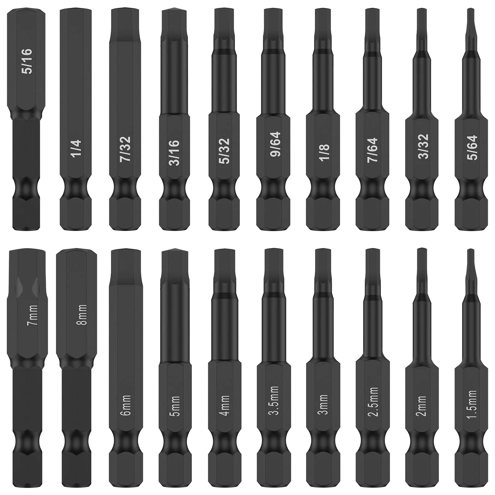 20Pcs Hex Wrench Drill Bit Set Alloy Steel Allen Screwdriver Socket Bit Metric Magnetic Screwdriver Bits Screw Driver Extension