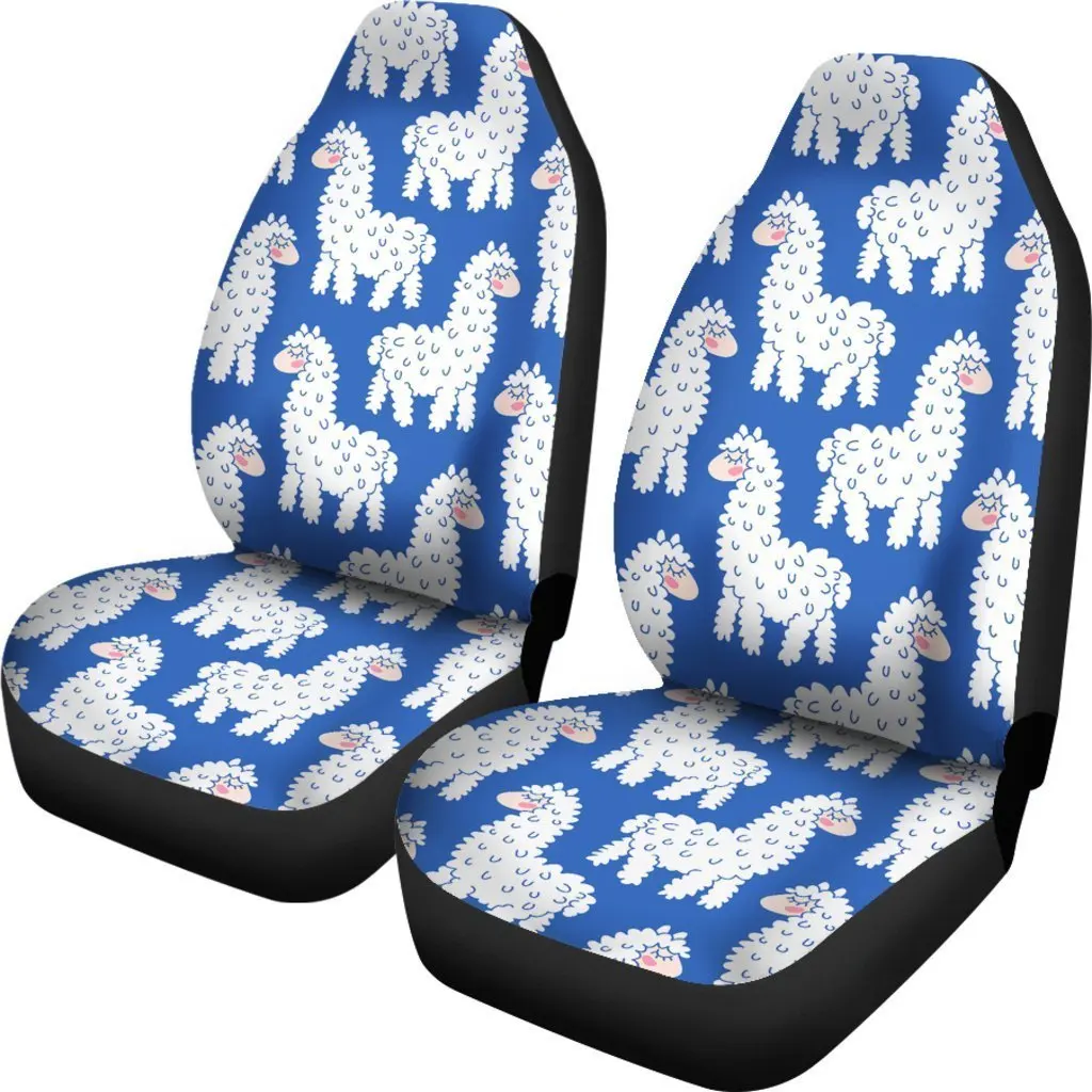 Alpaca Print Pattern Seat Cover Car Seat Covers Set 2 Pc, Car Accessories Car Mats