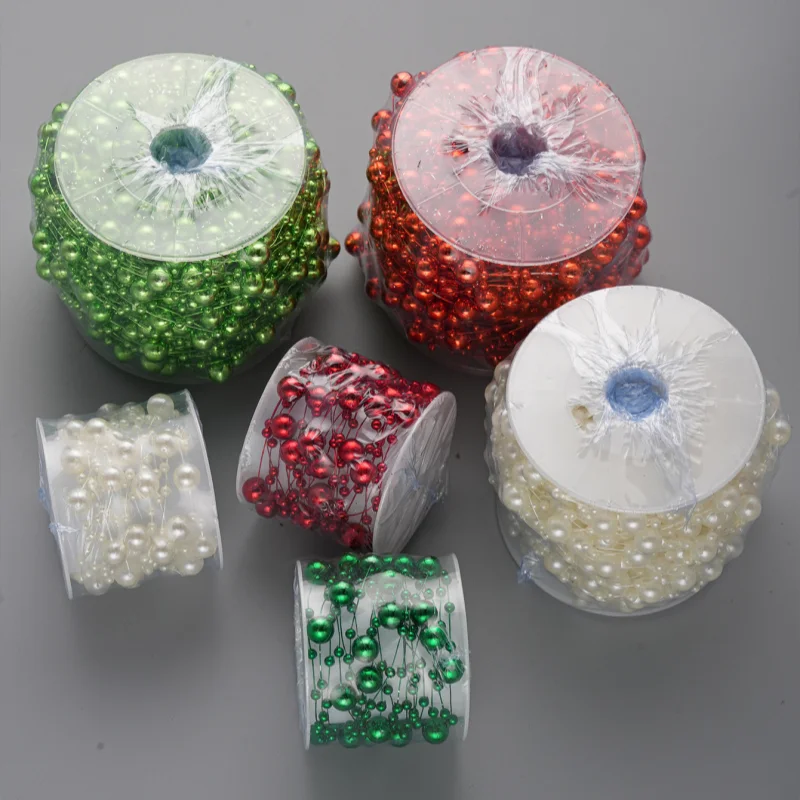 2.5m/30m 3-8mm 라운드 낚시 라인 인공 진주 꽃 비즈 체인 화환 꽃 웨딩 파티 장식 Diy