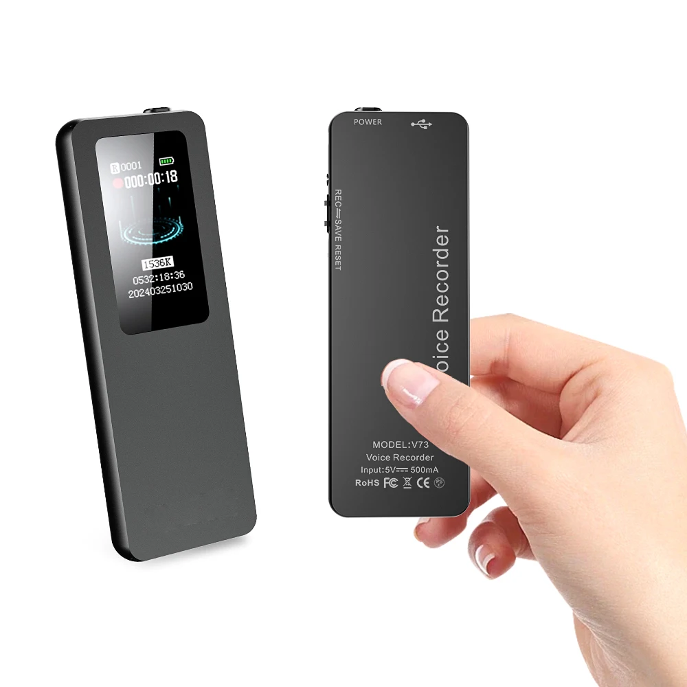 

V73 64GB Mini Digital Voice Recorder with Noise Reduction and up to 3072kbps Lossless Sound Quality Voice Activated Recorder