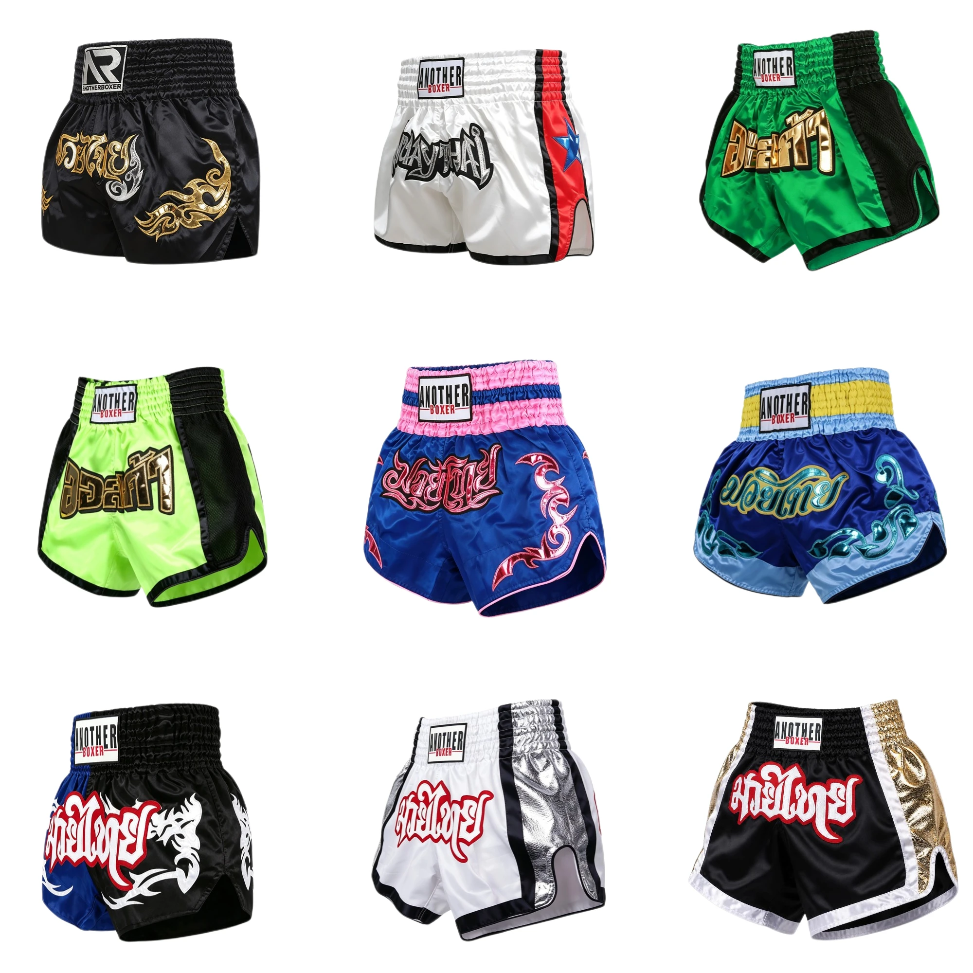 Retro Muay Thai Shorts Traditionelle Boxershorts Slim Fit Kickbox-Shorts für Kampfsport Turniere MMA Sparring Training