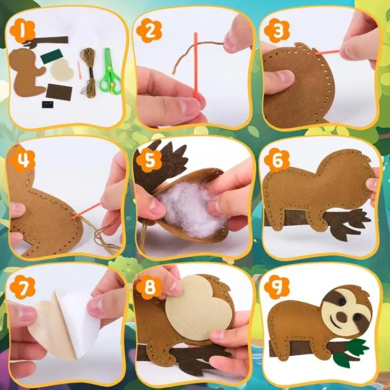 Bosdieren Knutselset Boswezens DIY Naaien Vilt Pluche Dieren Voor Kinderen Beginners Educatieve Naaiset Meisje Kunst Speelgoed