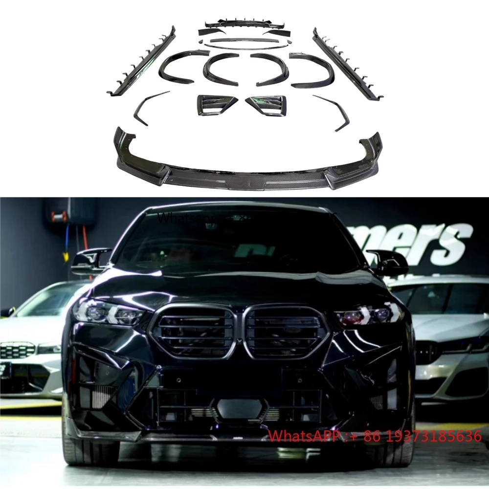 Aul Style Dry Carbon Fiber Front and Rear Lip Side Skirts Tail Wing Wheel Arches Body Kit for 23-25 BMW X6M
