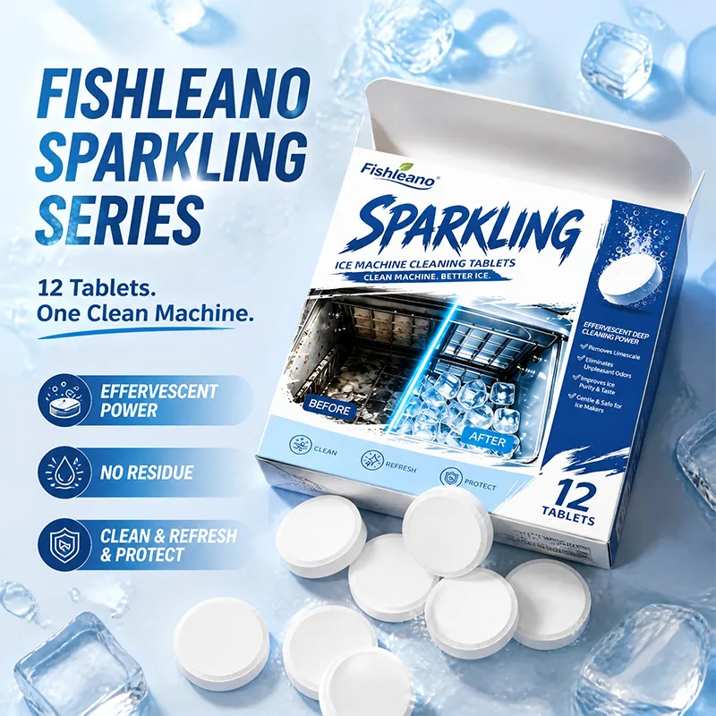 Fishleano 12Pcs Ice Machine Cleaning Tablets Effervescent Descaler Remove Limescale Odor Improve Ice Purity Safe Cleaner