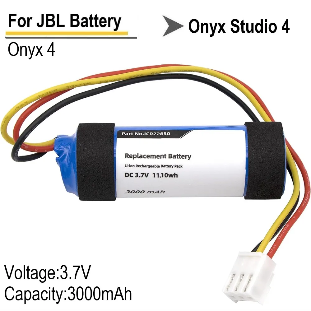 

Replacement Battery for JBL Onyx 4, Onyx Studio 4, ICR22650, 3.7V Li-ion, 3000mAh