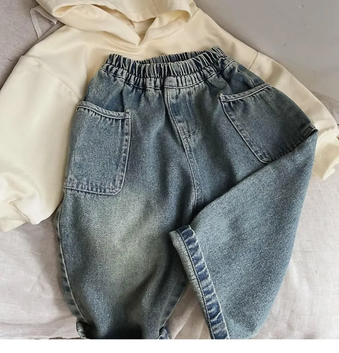 

New Boys and Girls Baby Harun Pants Casual Trousers 80-130cm Children's Jeans Spring and Autumn