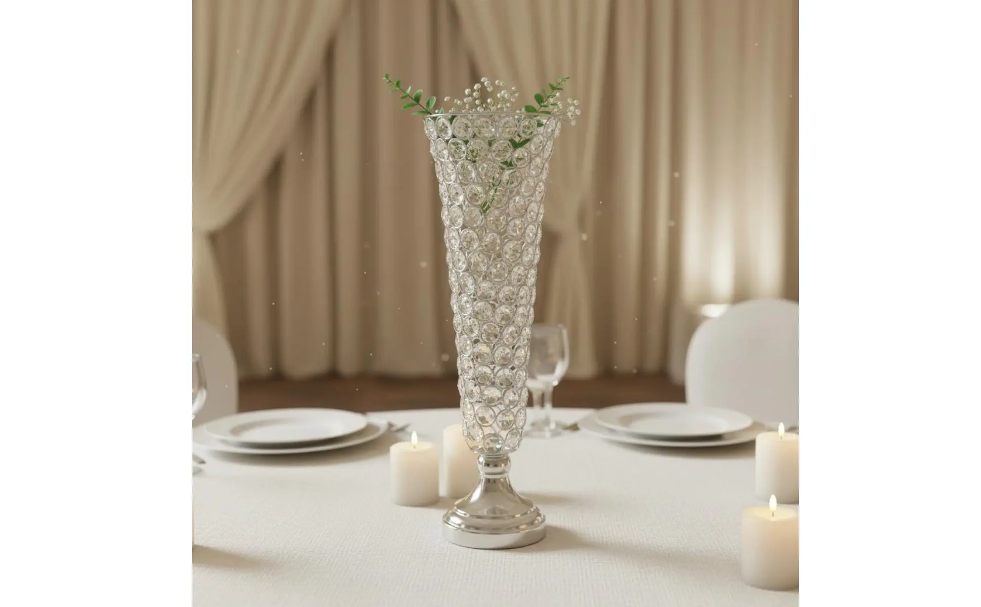 Crystal Vase Centerpiece Elegant Wedding Centerpiece Vase Crystal Flower Stand Easy to Clean Event Decor for Reception