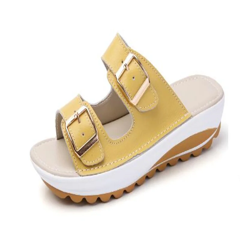 

Summer Women Wedge Sandals Belt Buckle Open Toe Vintage Anti-slip Casual Female Slippers Platform Shoes Ladies Loafers