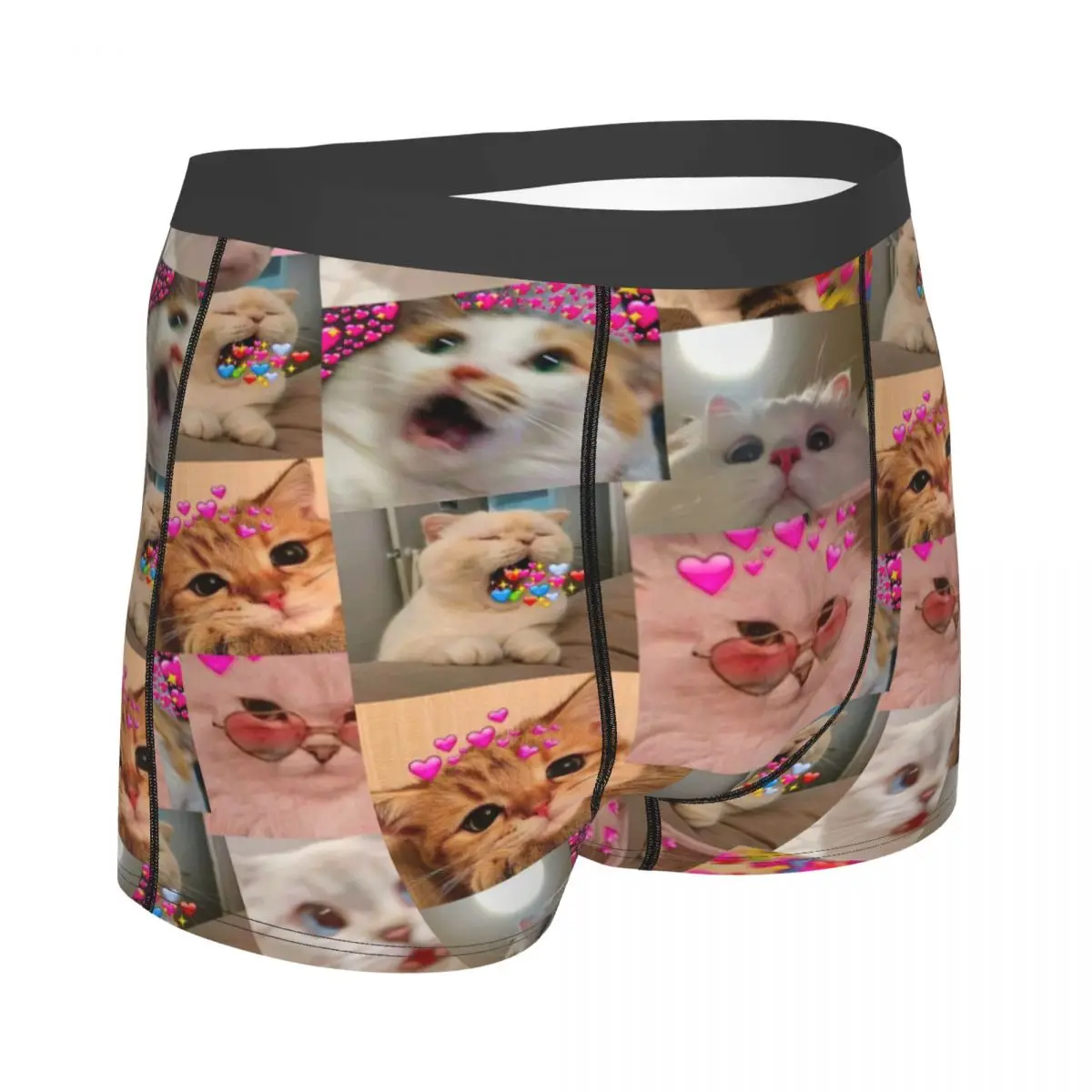 Man Funny Cat Boxer Briefs Shorts Panties Polyester Underwear Cute Kitty Homme Novelty Underpants