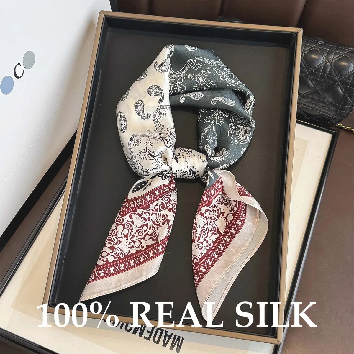 

Шелковый платок из 100% натурального шелка для женщин: роскошный, высококачественный, квадратный, для головы, шеи, как шаль, хиджаб, бандана