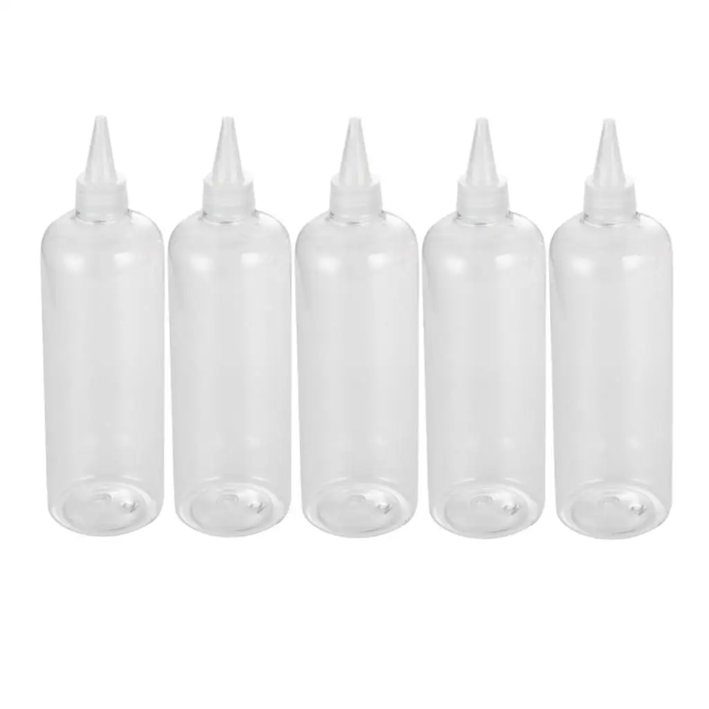 5x 500ml Hair Dye Applicator Clear Conditioner Hair Gel Bottles Containers