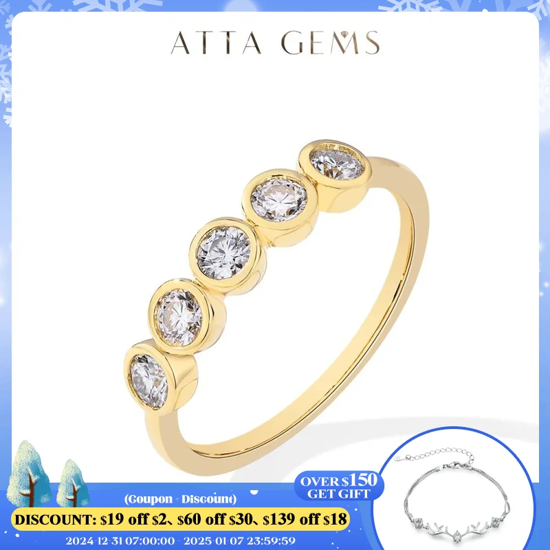 

ATTAGEMS Moissanite Ring DVVS1 Diamond Round Cut 0.5CT for Women Solid 18K 14K 10K Gold Engagement Wedding Band Fine Jewely Gift