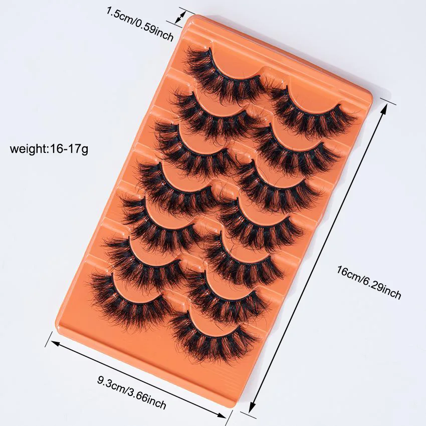 7 Pairs False Lashes False Eyelashes Full Wispy Lashes 8D Volume Curly Fake Eyelashes
