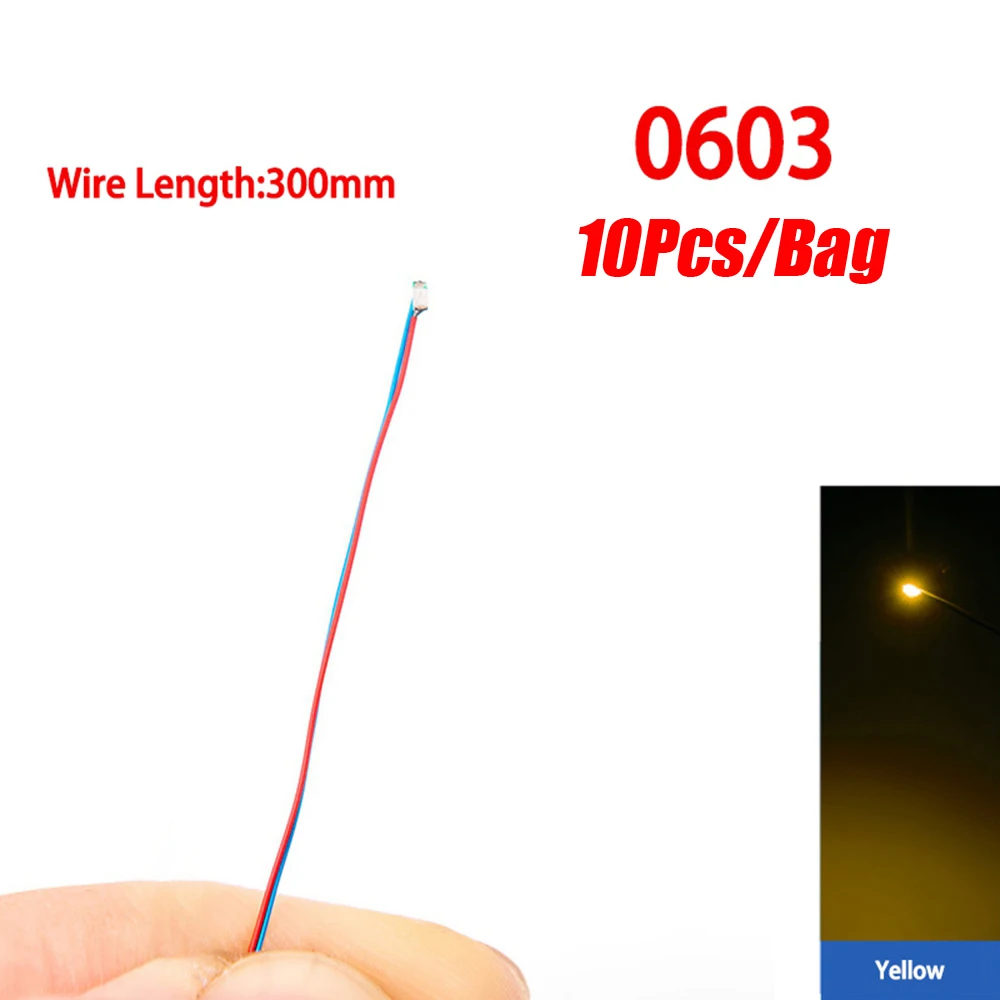 10 Teile/los Modell 0402 0603 SMD LED Wired Chip Micro Led Vorgelötete Lampe Eisenbahn Modell 30 cm 3 V DIY Modell Kit Für Gundam Szenen