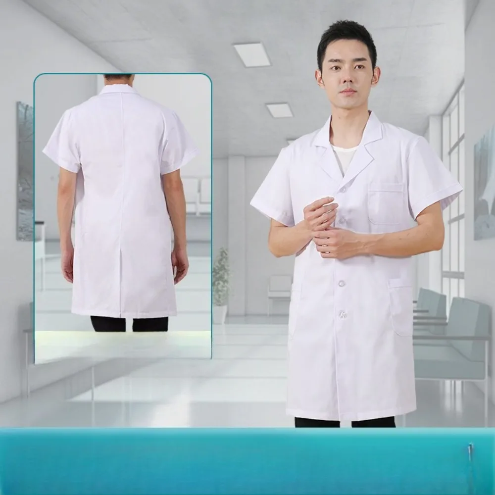

Men and Women White Coats Short-sleeved Thin Experimental Doctor Uniform Hospital Work Clothes White Coat Coat