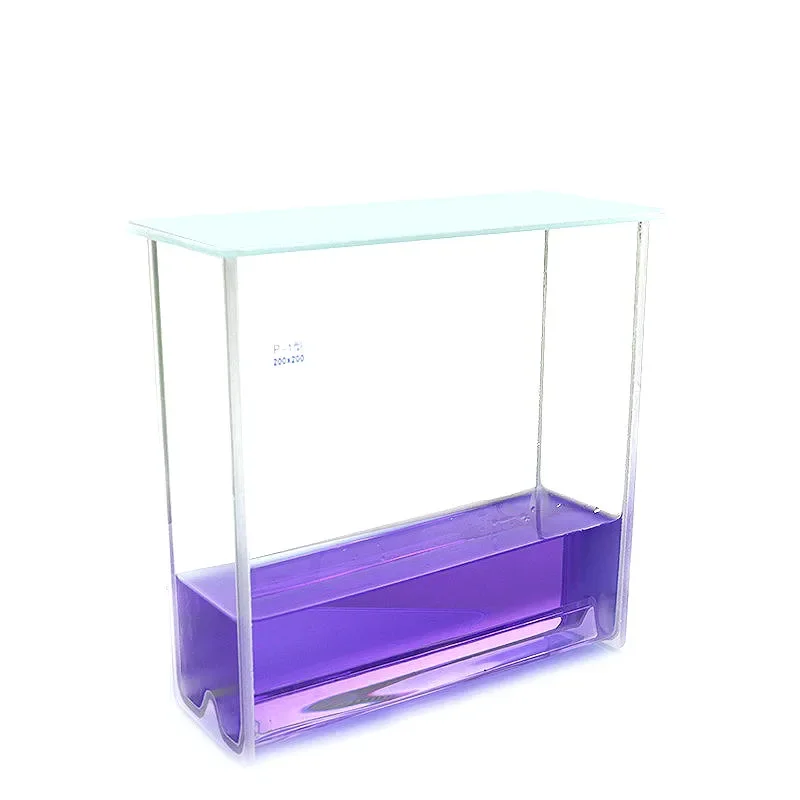 TLC Developing Tank - Square Double Glass Tank Laboratory Double Tank Solvent Glass Staining Chamber Dimension(L*H) 200*200mm