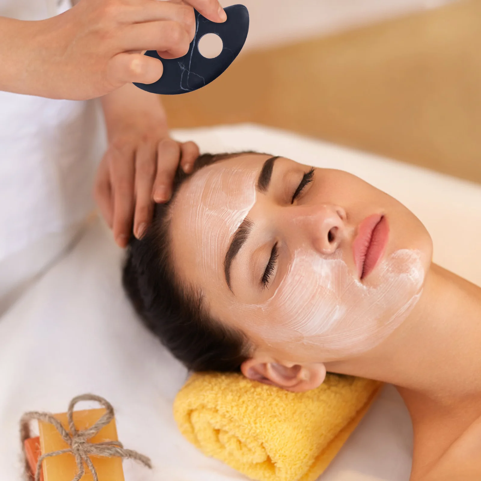 

1 шт., пластина Bian Stone Gua Sha, гладкие края, облегчение боли, массажный инструмент для ухода за телом, терапия, красота, скребковая пластина