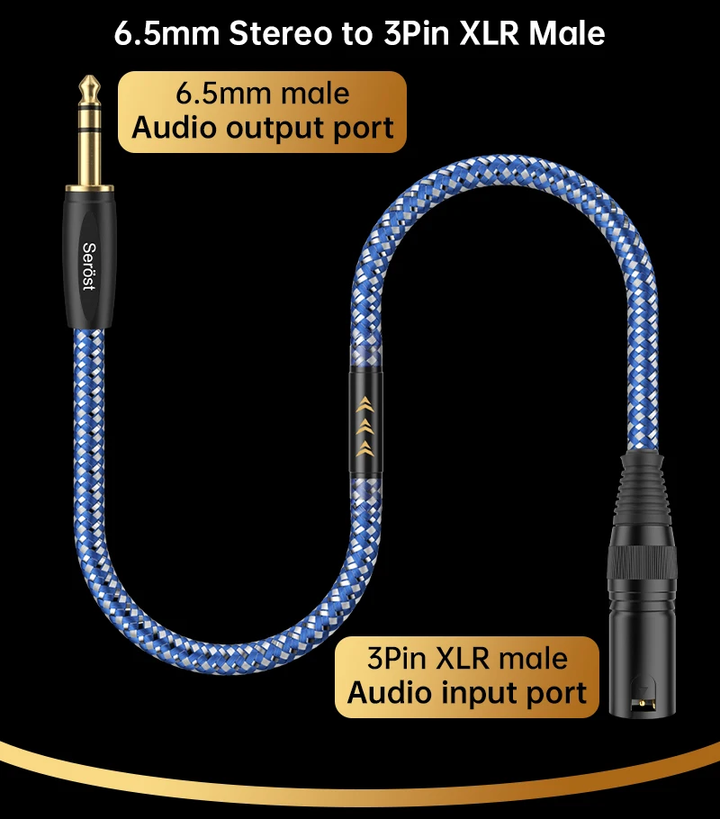Serost StarPro HiFi 6,5mm Stereo zu XLR Balance Audio-Adapterkabel, versilbertes OFC für Mikrofon, Mischpult, Lautsprecher – Detail 3
