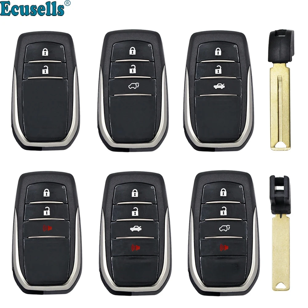 Ecusells 2/3/4B Smart Keyless Entry Remote Key Case Shell Fob for Toyota Fortuner Highlander Hilux Camry Land Cruiser TOY12