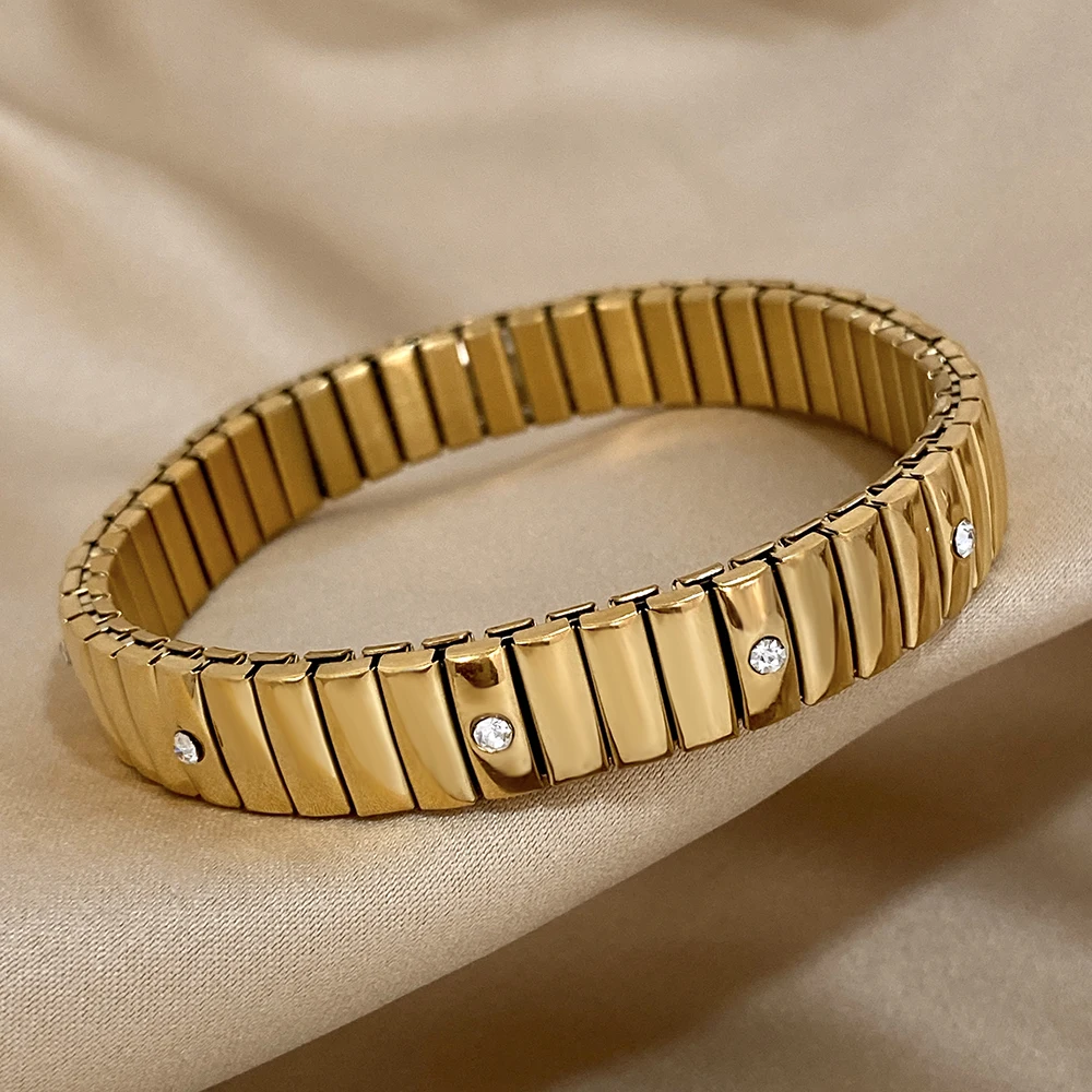 Greatera Charm elastische kubische Zirkon gefüllt Dekoration Männer Frauen Armband Gold Farbe wasserdicht cool beliebt Armreif Party neu