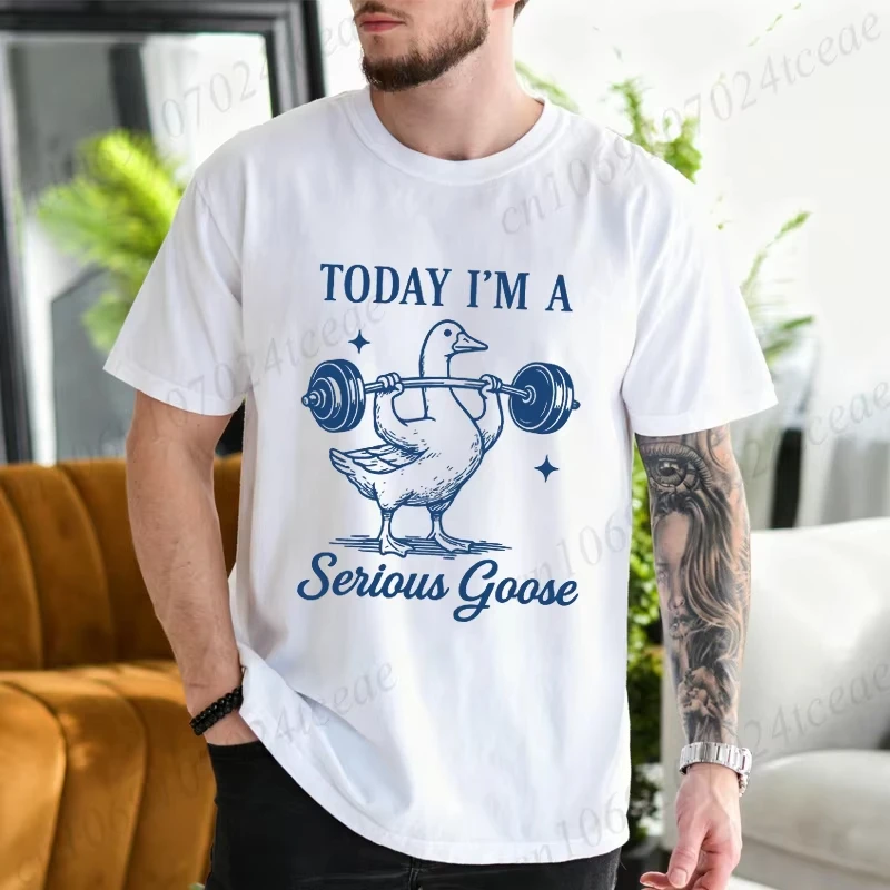Goose Weightlifting Shirt,Today I'm A Serious Goose T-Shirts,Funny Gym Tee Shirts Clothes,Sarcastic Animal Tee,Fitness Gifts