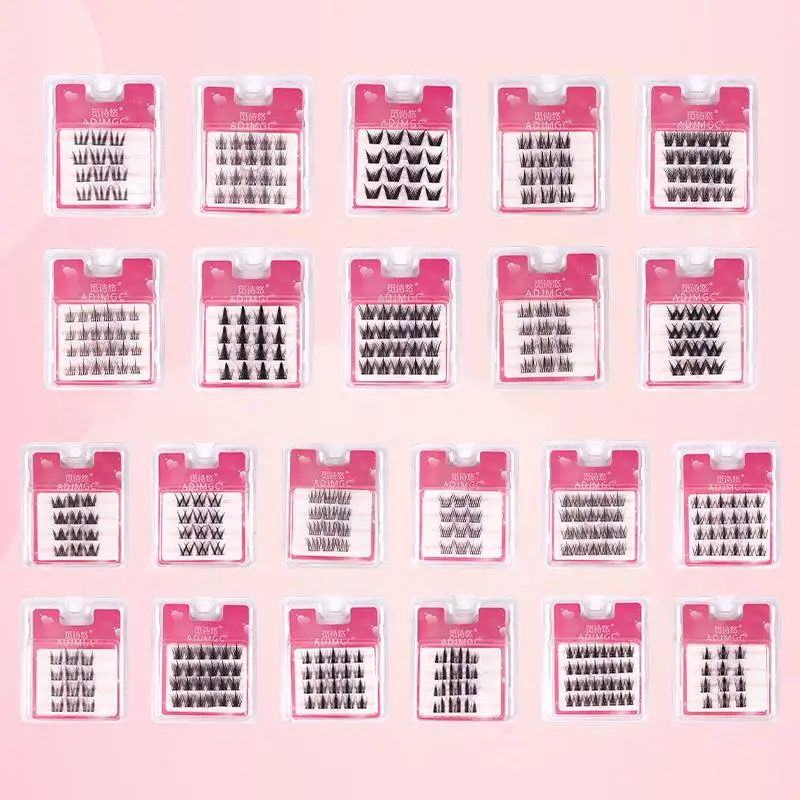 ขนตาปลอมแบบแบ่งส่วนสำหรับผู้หญิงต่อขนตาธรรมชาติแผ่นบางปีศาจน้อยสไตล์ดอกทานตะวันแพ็คเดินทางเครื่องมือแต่งหน้า