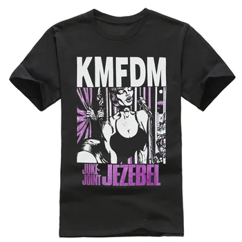 Kmfdm Juke Joint Jezebel Kraut 산업용 피그페이스 블랙 티셔츠, 새로운 브랜드 의류 티셔츠, 반팔 만화