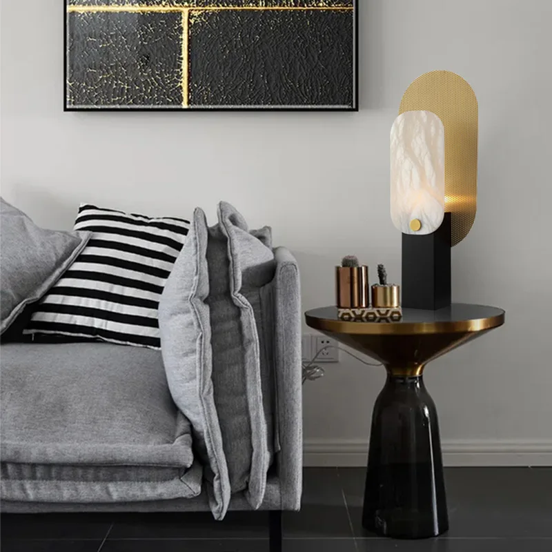Living room Nordic minimalist creative model room study bedroom metal marble table lamp