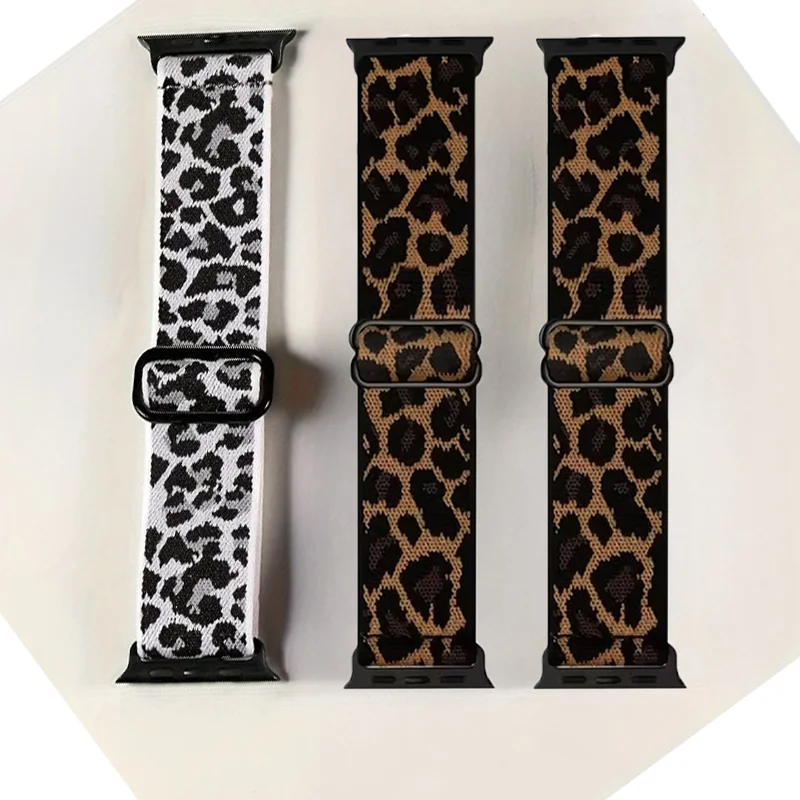 1-3 Stück Leoparden-Elastik-Nylonband für Apple Watch Ultra 49mm 11 10 9 8 7 46mm 42mm 41/45mm Armband iWatch Series 6 5 4 SE 44mm