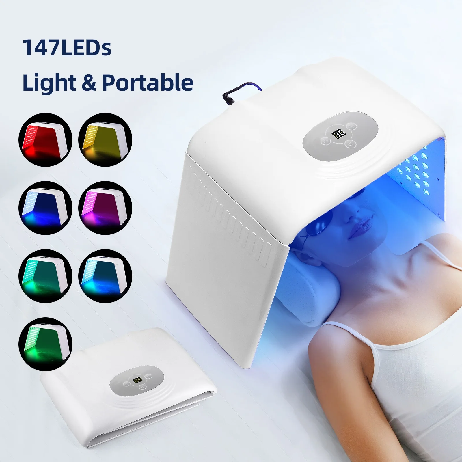 Foldable LED Mask 7 Colors PDT Light Therapy Skin Care Tools Red Light Therapy SPA Salon Home Use