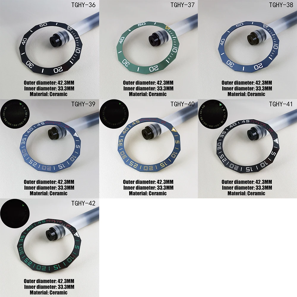 42.3MM*33.3MM Watch Bezel TAG Sloping Green Luminous And Non-luminous Ceramic Bezel Insert Replacement of Watch Accessories