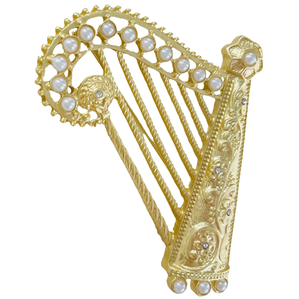 Three-dimensional Harp Brooch Miss for Backpacks Chain Alloy Clothes