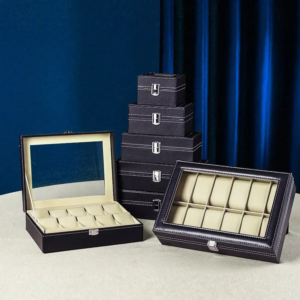 

Watch Jewelry Boxes Display Storage Organizer Watch Jewelry Box Display PU Leather Case Watch Storage Gift Classic Style 1 Pcs
