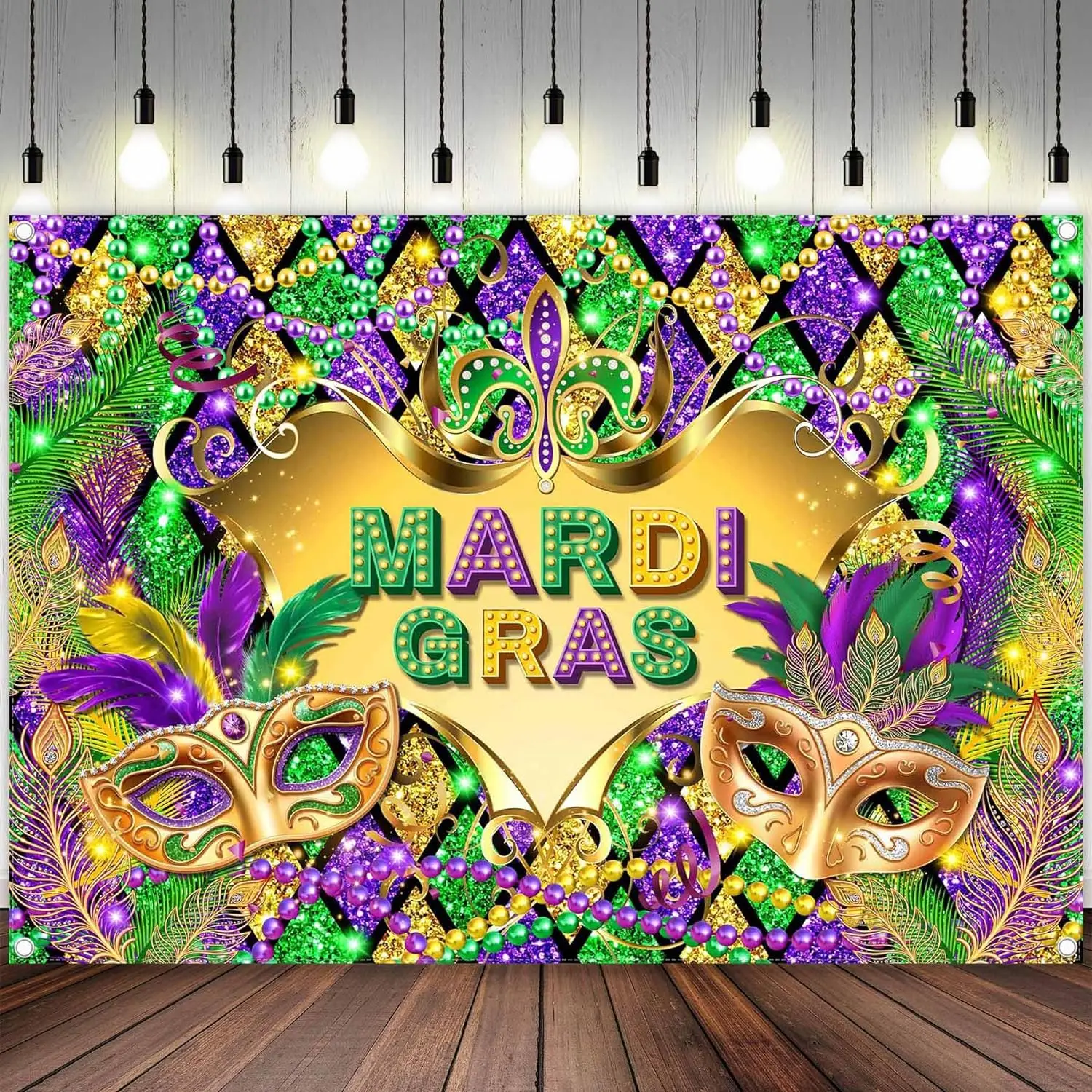 Mardi Gras Backdrop Masquerade Festival Carnival mask birthday party photo background photography backdrop banner