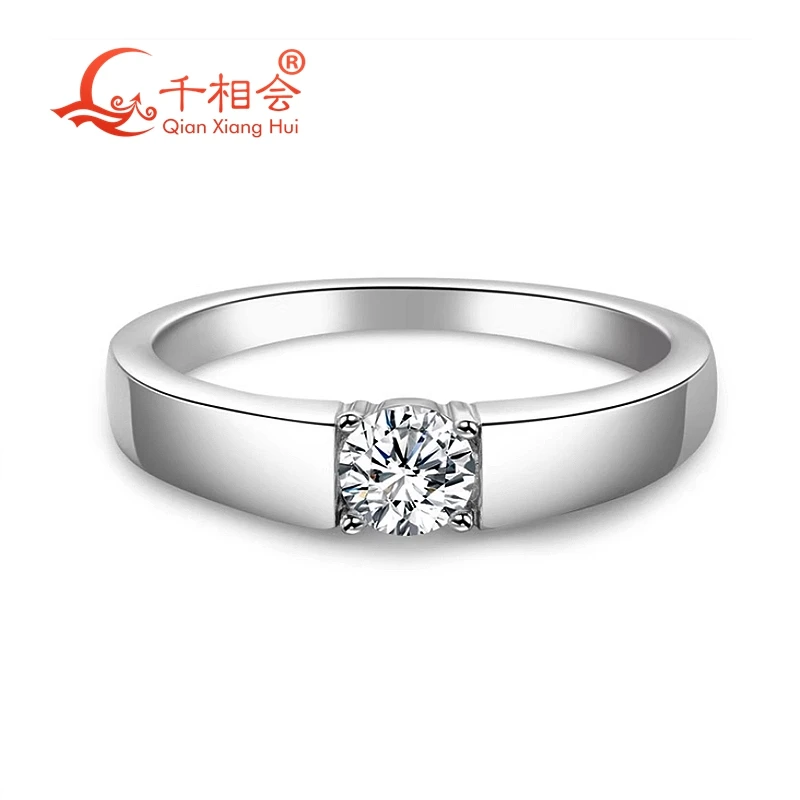 10k 14k 18k white gold Platinum PT950 HPHT CVD 1ct D VVS1 round lab diamond High Quality Men's Ring Luxury Style