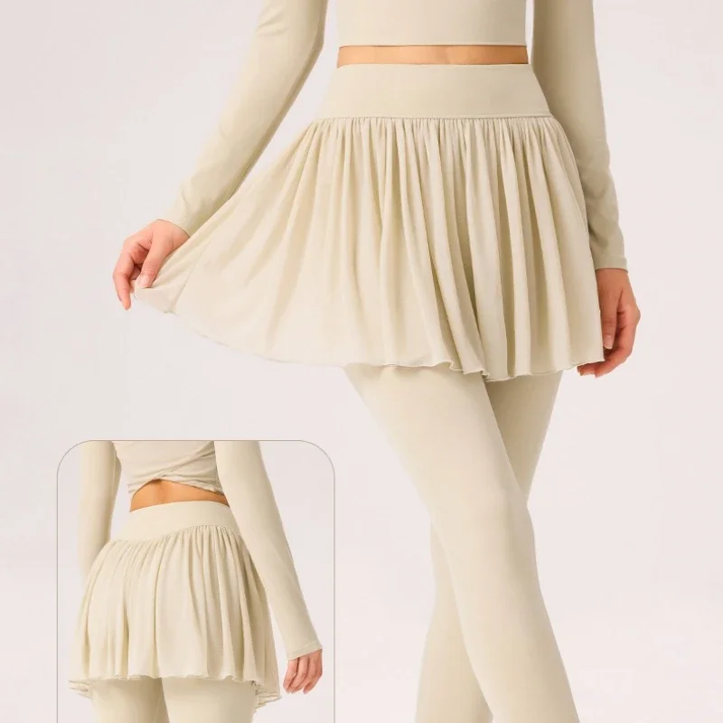 Pleated Tennis Skorts Women High Waist Built-in Long Leggings Running Golf Skirt Yoga Fitness Pants Tummy Control Body Shaping