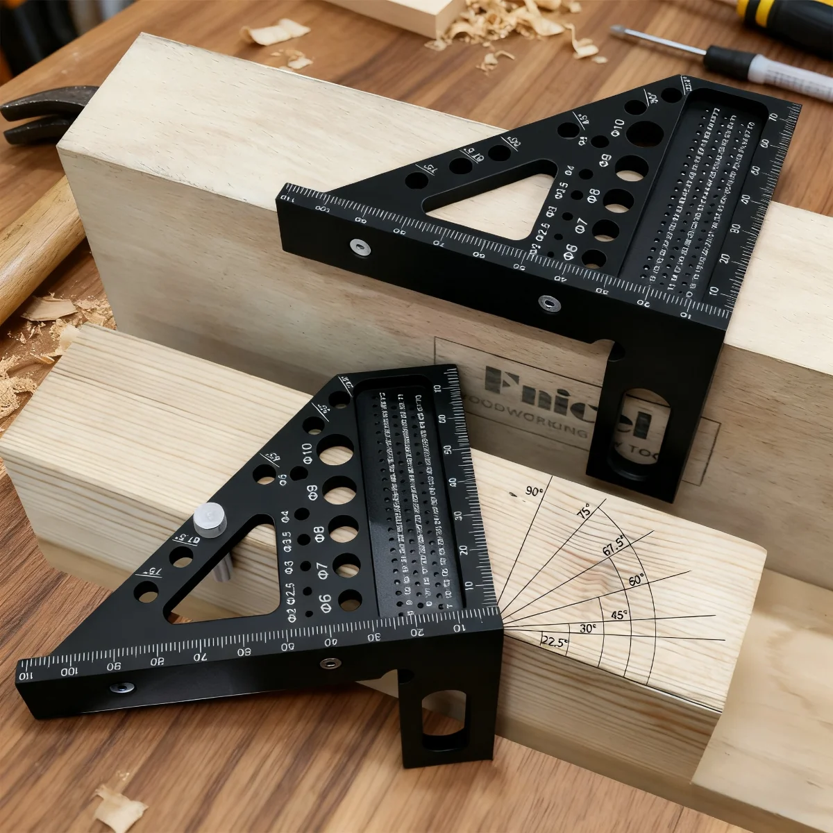 1 قطعة النجارة متعددة زاوية مربع المنقلة البلاستيك الصياد الخطاط النجارة مربع أو ث/دبابيس وتد ميتري الثلاثي حاكم #5