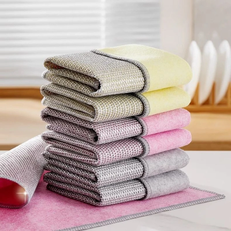 20*20cm Silver Wire Cleaning Towel Kitchen Washing Dishes Washing Pots Cleaning Cloth Strong and Wear-resistant Kitchen Towels