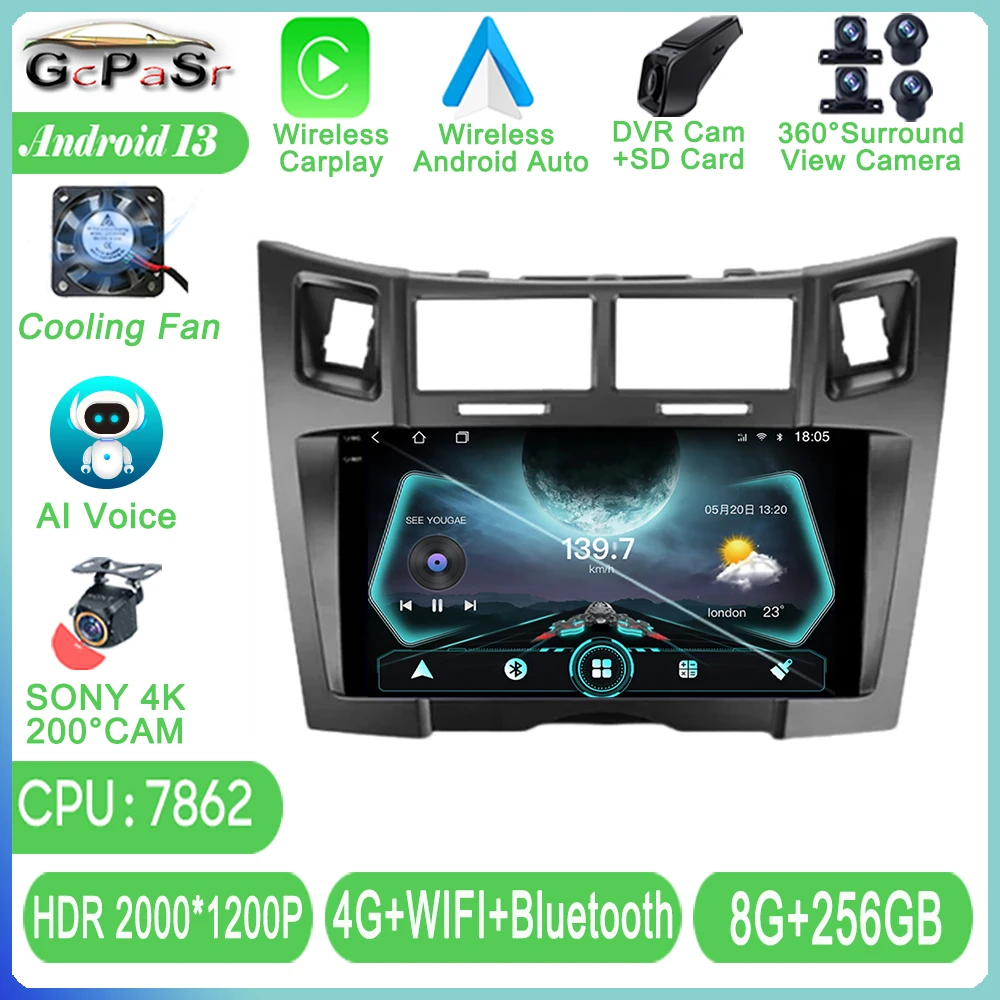 

Car Radio For Toyota Yaris 2 XP90 2005 - 2012 Android Auto Video Player GPS Navigation Multimedia Stereo 5G WIFI IPS No 2din DVD