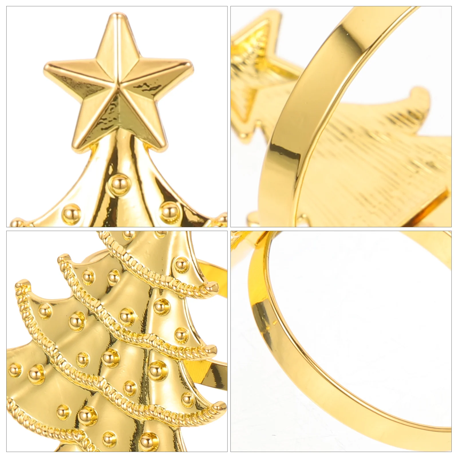 

6pcs Christmas Rings Set Alloy Tree Shape Napkin Buckles For Party Table Decor Xmas Dinner Napkin Holders Serviette Clips