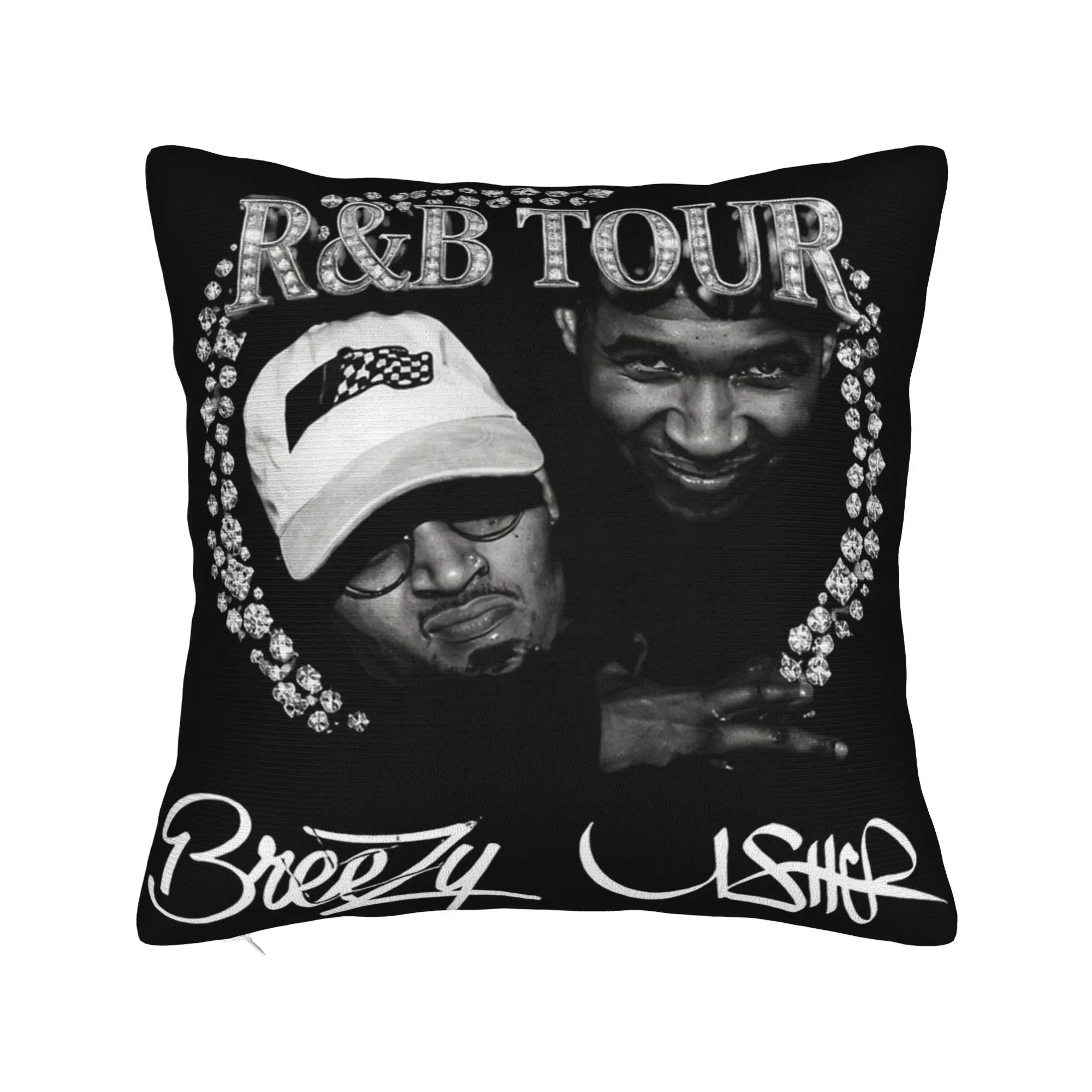 Chris Brown Usher R&B Tour 2026 Pillowcases Merch Printed Cushion Cover Decor  Throw Pillow Case Cover Sofa Multi Size