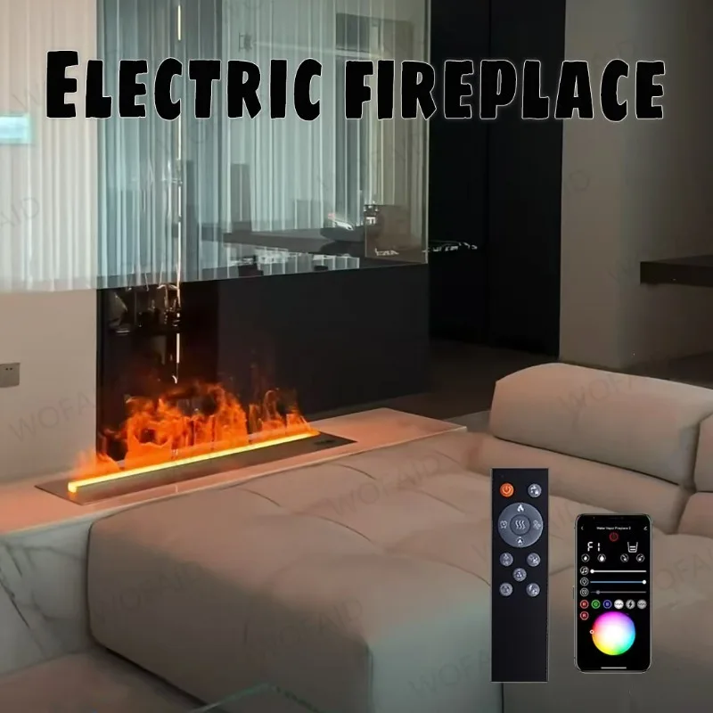 Water Atomized Fireplace Intelligent LED Virtual 3D Flame Humidifier Water Steam Electric Fireplace with Firewood Popping Sound