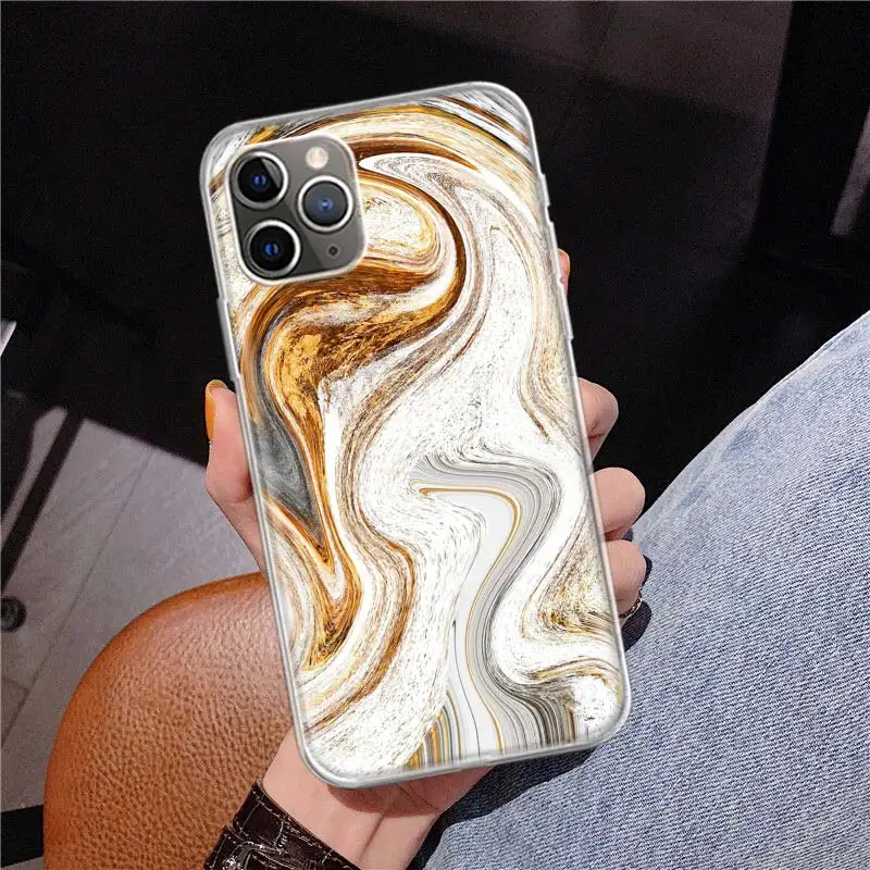 Fashion Gold Pink Geometric Marble Phone Case For Apple iPhone 11 12 13 14 15 16 Pro Max 7 X XS 8 Plus + Mini SE Customized Prin