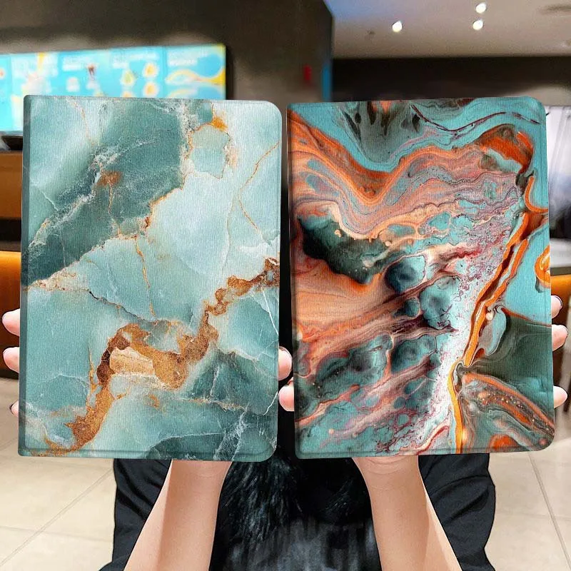 

Turquoise Marble Vein Pattern Tablet Case For Lenovo Xiaoxin Legion Pad Tab Pro GT Y700 Gen4 2 11 P11 M10 K10 3rd Plus Gen Gift