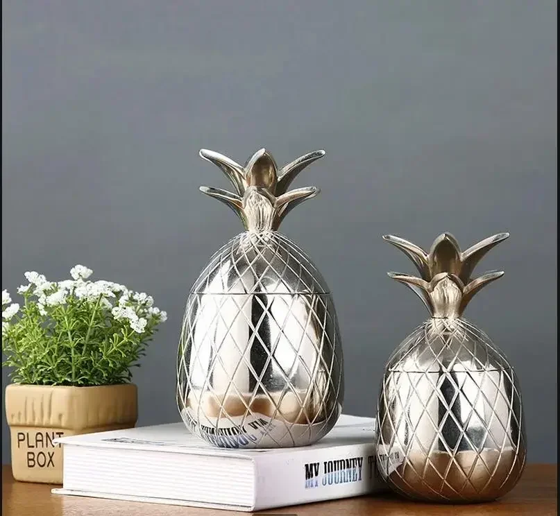 For Metal Decorative Storage Aluminum Alloy Box Pineapple Decoration Ornaments Crafts Groceries Organize Boxes