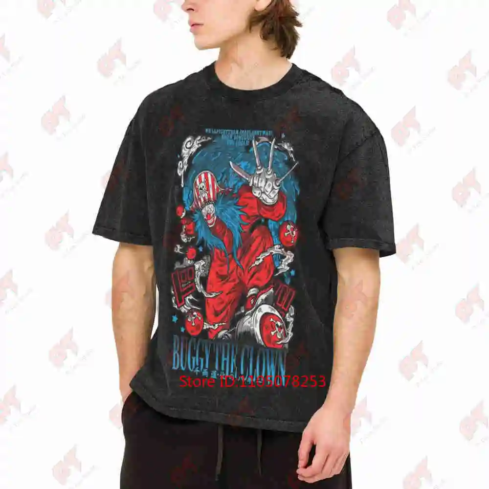 Buggy The Clown Anime Manga Vintage Washed Tee Pure Cotton T-Shirt