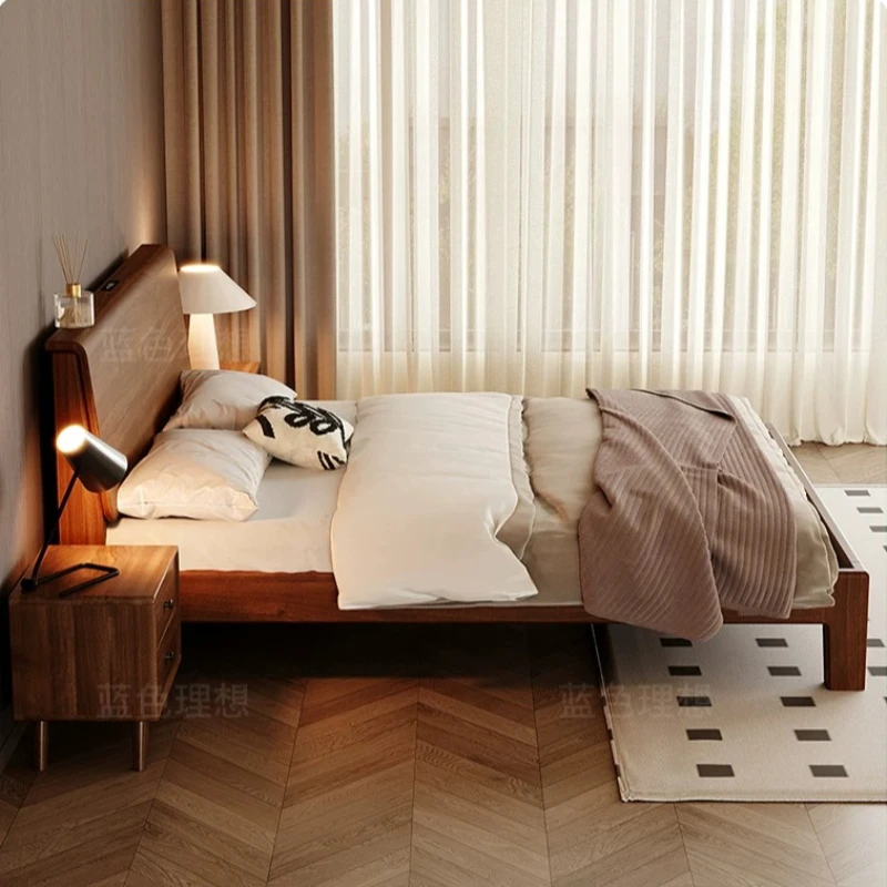 Wooden Frames Beds Aesthetic Vintage Two Persons Sleeping Bed Luxury Headboard Camas De Matrimonio Dormitorio House Accessories